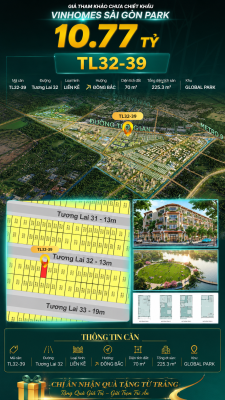 Nhà liền kề TL32-39 Global Park Vinhomes Sài Gòn Park Giá 10.77 Tỷ