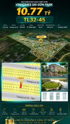 Nhà liền kề TL32-45 Global Park Vinhomes Sài Gòn Park Giá 10.77 Tỷ