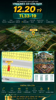 Nhà liền kề TL33-19 Global Park Vinhomes Sài Gòn Park Giá 12.2 Tỷ