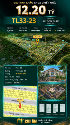 Nhà liền kề TL33-23 Global Park Vinhomes Sài Gòn Park Giá 12.20 Tỷ