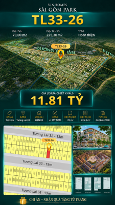Nhà liền kề TL33-26 Global Park Vinhomes Sài Gòn Park Giá 11.81 Tỷ