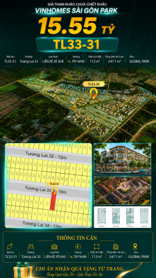 Nhà liền kề xẻ khe TL33-31 Global Park Vinhomes Sài Gòn Park Giá 15.55 Tỷ