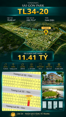 Nhà liền kề TL34-20 Global Park Vinhomes Sài Gòn Park Giá 11.41 Tỷ