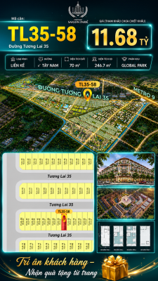 Nhà liền kề TL35-58 Global Park Vinhomes Sài Gòn Park Giá 11.68 Tỷ