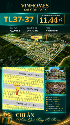 Nhà liền kề TL37-37 Global Park Vinhomes Sài Gòn Park Giá 11.44 Tỷ