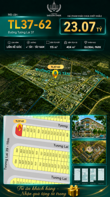 Nhà liền kề góc TL37-62 Global Park Vinhomes Sài Gòn Park Giá 23.07 Tỷ