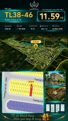 Nhà liền kề TL38-46 Global Park Vinhomes Sài Gòn Park Giá 11.59 Tỷ