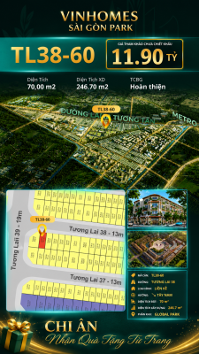 Nhà liền kề TL38-60 Global Park Vinhomes Sài Gòn Park Giá 11.90 Tỷ