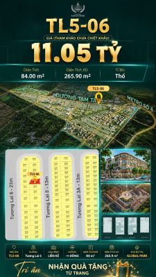 Nhà phố liền kề TL5-06 GLOBAL PARK Vinhomes Sài Gòn Park Giá 11.05 Tỷ