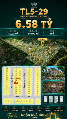 Nhà phố liền kề TL5-29 GLOBAL PARK Vinhomes Sài Gòn Park Giá 6.58 Tỷ