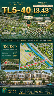 Nhà phố Vinhomes Sài Gòn Park TL5-40 giá 13.43 tỷ