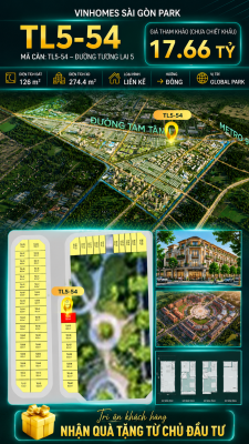 Nhà phố liền kề TL5-54 GLOBAL PARK Vinhomes Sài Gòn Park Giá 17.66 Tỷ