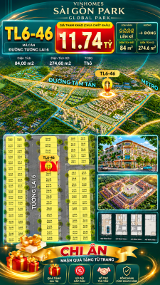 Nhà phố liền kề TL6-46 GLOBAL PARK Vinhomes Sài Gòn Park Giá 11.74 Tỷ