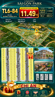 Nhà phố liền kề TL6-84 GLOBAL PARK Vinhomes Sài Gòn Park Giá 11.49 Tỷ