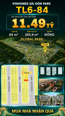 Nhà phố Vinhomes Sài Gòn Park TL6-84 PK Global Park giá 11.49 tỷ