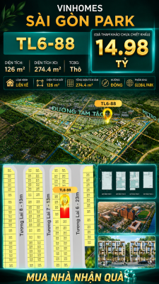 Nhà phố Vinhomes Sài Gòn Park TL6-88 PK Global Park giá 14.98 tỷ