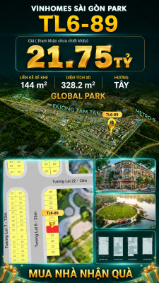Nhà phố Vinhomes Sài Gòn Park TL6-89 PK Global Park giá 21.75 tỷ