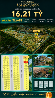 Nhà phố liền kề TL6-91 GLOBAL PARK Vinhomes Sài Gòn Park Giá 16.21 Tỷ