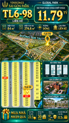 Nhà phố Vinhomes Sài Gòn Park TL6-98 PK Global Park giá 11.59 tỷ