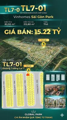 Nhà phố liền kề góc TL7-01 GLOBAL PARK Vinhomes Sài Gòn Park Giá 15.22 Tỷ
