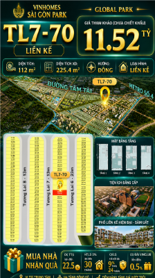 Nhà phố Vinhomes Sài Gòn Park TL7-70 PK Global Park giá 11.52 tỷ