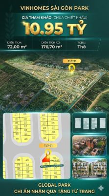 Nhà phố liền kề TL7-71 GLOBAL PARK Vinhomes Sài Gòn Park Giá 10.95 Tỷ