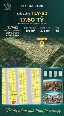Nhà phố liền kề góc TL7-82 GLOBAL PARK Vinhomes Sài Gòn Park Giá 17.60 Tỷ