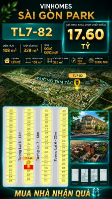 Nhà phố Vinhomes Sài Gòn Park TL7-82 PK Global Park giá 17.6 tỷ