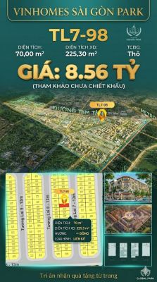 Nhà phố liền kề TL7-98 GLOBAL PARK Vinhomes Sài Gòn Park Giá 8.56 Tỷ