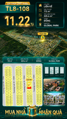 Nhà phố Vinhomes Sài Gòn Park TL8-108 PK Global Park giá 11.22 tỷ