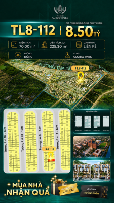 Nhà phố Vinhomes Sài Gòn Park TL8-112 PK Global Park giá 8.5 tỷ
