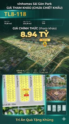 Nhà phố liền kề TL8-118 GLOBAL PARK Vinhomes Sài Gòn Park Giá 8.94 Tỷ