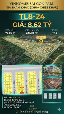 Nhà phố liền kề TL8-24 GLOBAL PARK Vinhomes Sài Gòn Park Giá 8.62 Tỷ