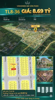 Nhà phố liền kề TL8-36 GLOBAL PARK Vinhomes Sài Gòn Park Giá 8.69 Tỷ