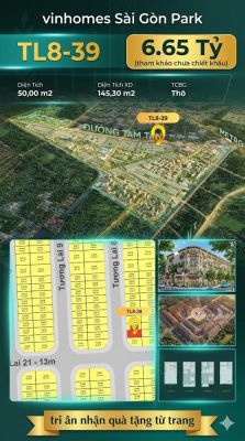 Nhà phố liền kề TL8-39 GLOBAL PARK Vinhomes Sài Gòn Park Giá 6.65 Tỷ