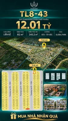 Nhà phố Vinhomes Sài Gòn Park TL8-43 PK Global Park giá 12.01 tỷ