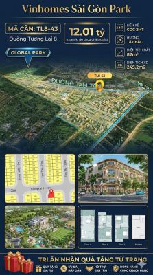 Nhà phố liền kề góc TL8-43 GLOBAL PARK Vinhomes Sài Gòn Park Giá 12.01 Tỷ