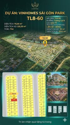 Nhà phố liền kề TL8-60 GLOBAL PARK Vinhomes Sài Gòn Park Giá 8.62 Tỷ