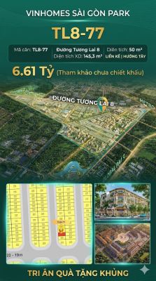Nhà phố liền kề TL8-77 GLOBAL PARK Vinhomes Sài Gòn Park Giá 6.61 Tỷ