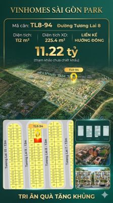 Nhà phố liền kề TL8-94 GLOBAL PARK Vinhomes Sài Gòn Park Giá 11.22 Tỷ