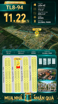 Nhà phố Vinhomes Sài Gòn Park TL8-94 PK Global Park giá 11.22 tỷ