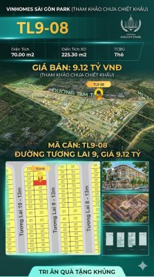 Nhà phố liền kề TL9-08 GLOBAL PARK Vinhomes Sài Gòn Park Giá 9.12 Tỷ