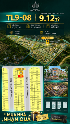 Nhà phố Vinhomes Sài Gòn Park TL9-08 PK Global Park giá 9.12 tỷ