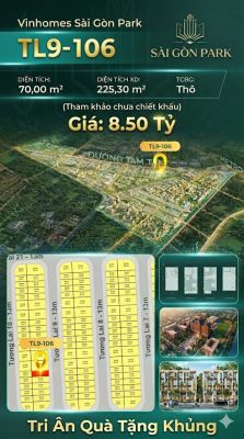 Nhà phố liền kề TL9-106 GLOBAL PARK Vinhomes Sài Gòn Park Giá 8.50 Tỷ