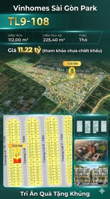Nhà phố liền kề TL9-108 GLOBAL PARK Vinhomes Sài Gòn Park Giá 11.22 Tỷ