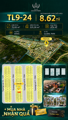 Nhà phố Vinhomes Sài Gòn Park TL9-24 PK Global Park giá 8.62 tỷ