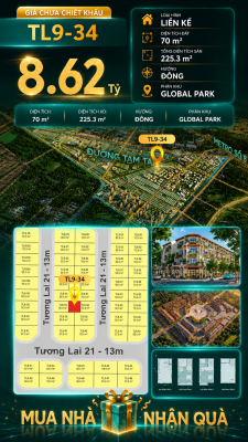 Nhà phố Vinhomes Sài Gòn Park TL9-34 PK Global Park giá 8.62 tỷ
