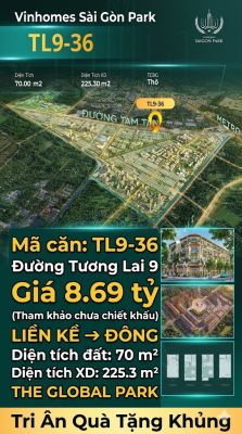 Nhà phố liền kề TL9-36 GLOBAL PARK Vinhomes Sài Gòn Park Giá 8.69 Tỷ