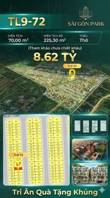 Nhà phố liền kề TL9-72 GLOBAL PARK Vinhomes Sài Gòn Park Giá 8.62 Tỷ