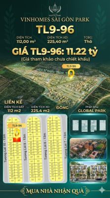 Nhà phố Vinhomes Sài Gòn Park TL9-96 PK Global Park giá 11.22 tỷ